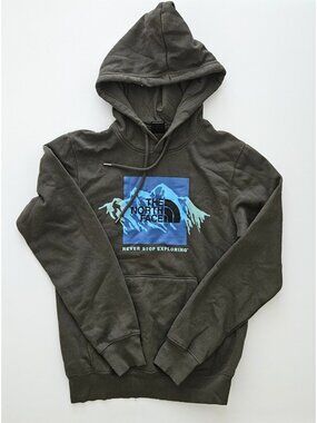 TNF North Face Mountain Graphic Hoodie Sweatshirt Men's XS X-Small Olive